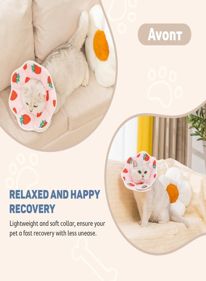 Avont Soft Cat Recovery Cone Collar, Adjustable Lightweight Kitten E-Collar for Small Dogs, Comfortable Neck Donut Stop Licking Scratching After Surgery -Strawberry(XS) - Image 3